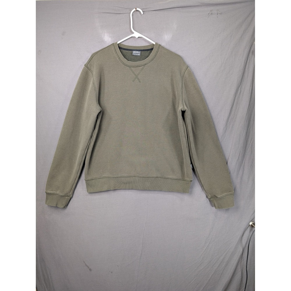 Eddie Bauer Mens Large Reversible Fleece Lined Crewneck Sweatshirt Green